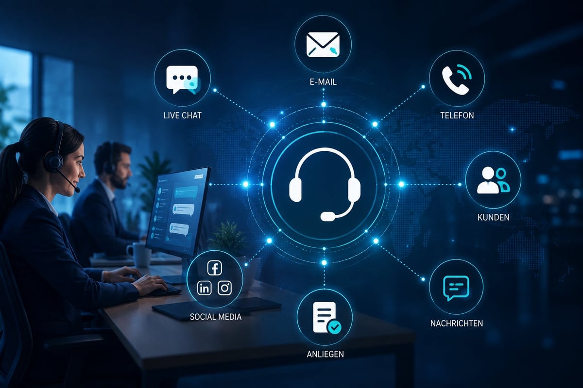 Digitale Kundenkommunikation mit E-Mail, Telefon, Live-Chat und Social-Media-Kanälen